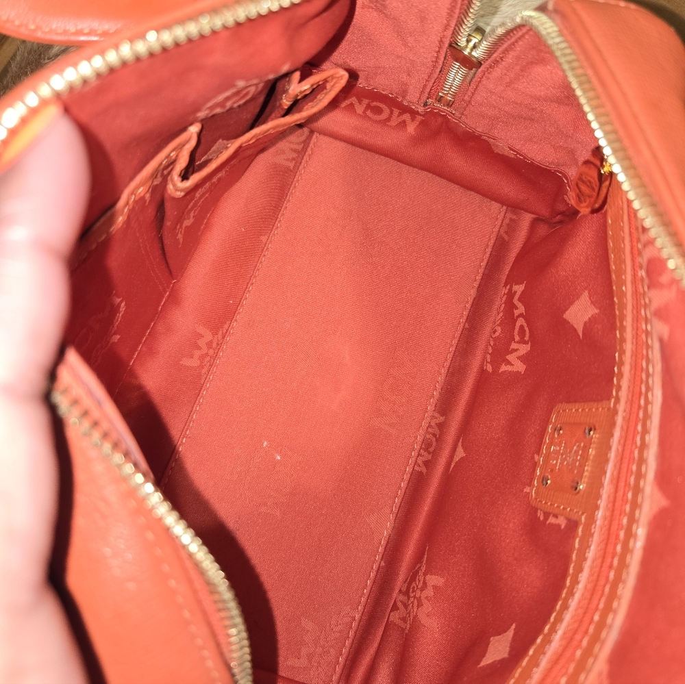 MCM Bright Orange Small Boston Satchel Bag - Picture 7 of 14
